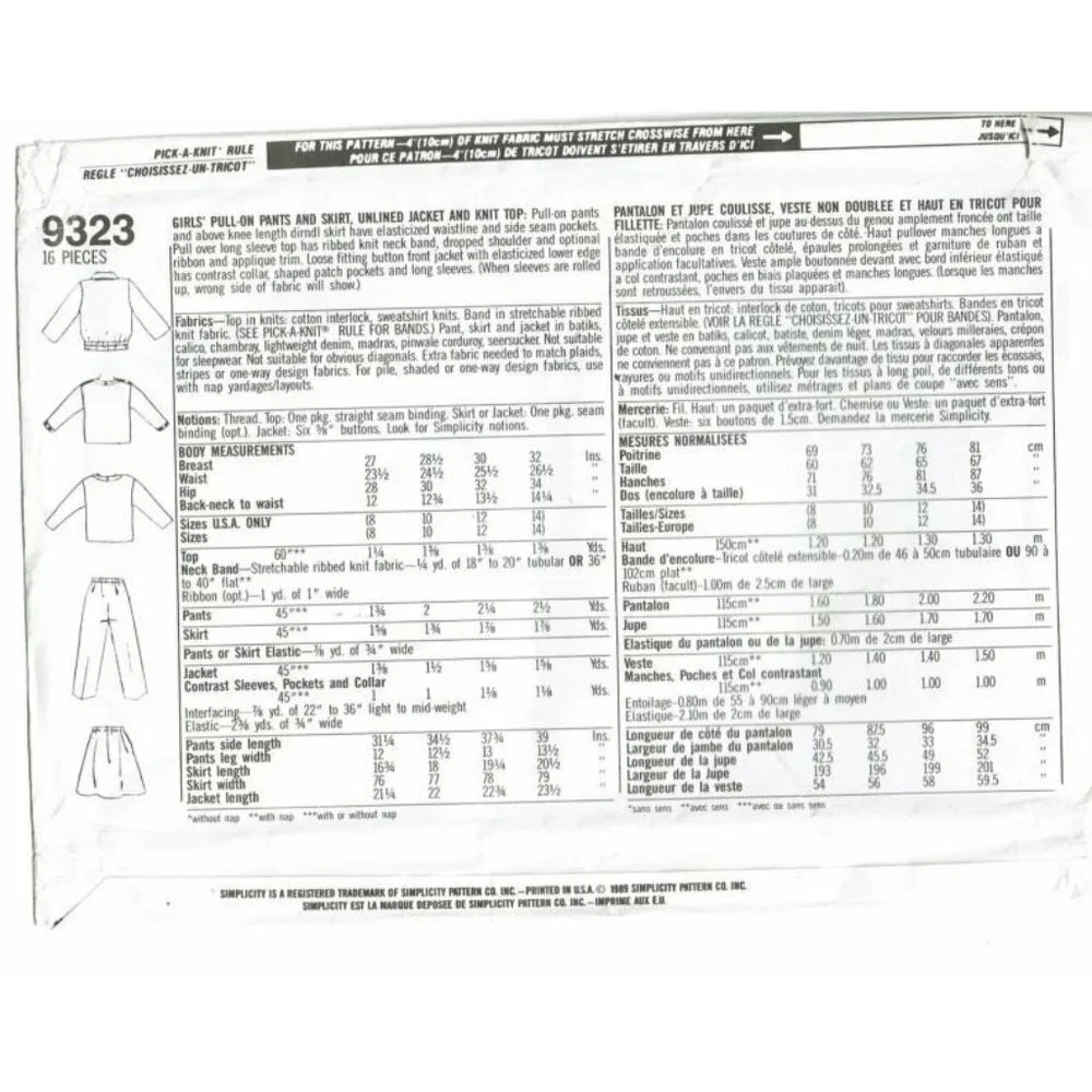 Simplicity sewing pattern